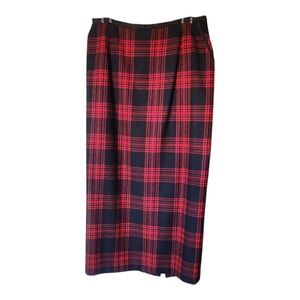 VTG Pendleton Wool Skirt Black & Red Plaid Size 14